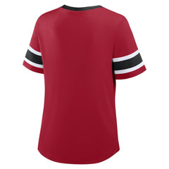 San Francisco 49ers Women's Plus Size Red Zone Athena Lace-Up V-Notch Neck T-Shirt | NFL New