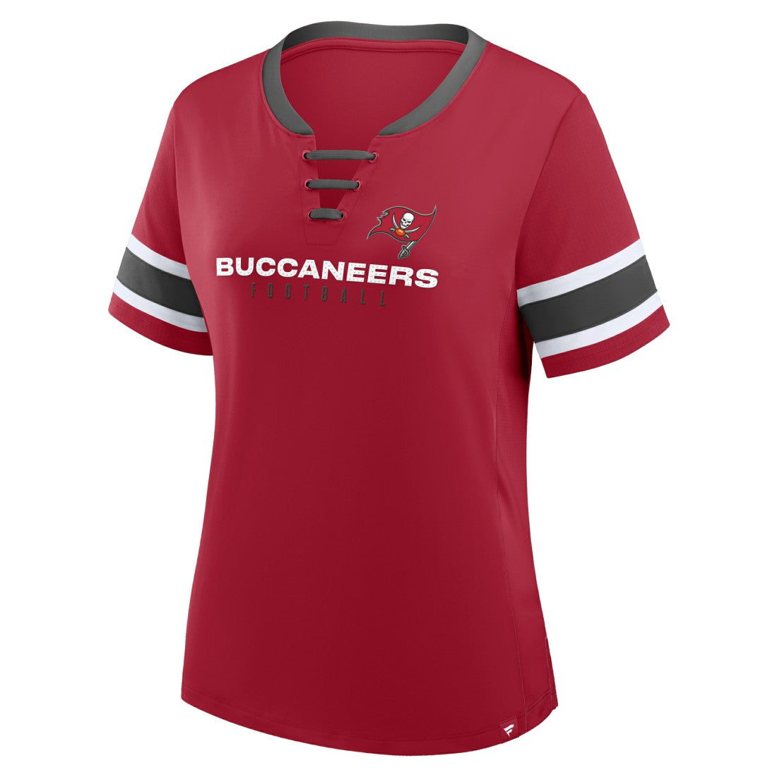 Tampa Bay Buccaneers Women's Plus Size Red Zone Athena Lace-Up V-Notch Neck T-Shirt | NFL US