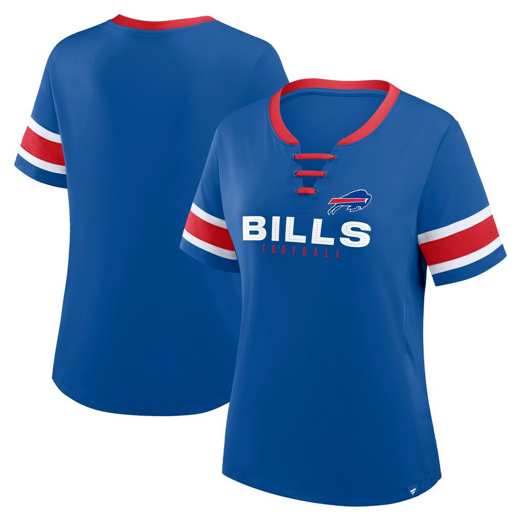 Buffalo Bills Women's Plus Size Red Zone Athena Lace-Up V-Notch Neck T-Shirt | NFL US