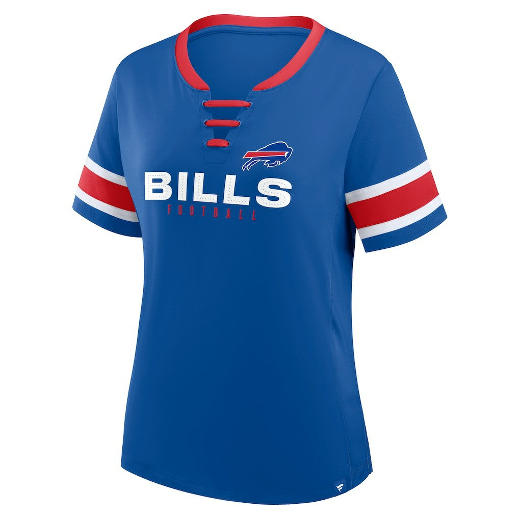 Buffalo Bills Women's Plus Size Red Zone Athena Lace-Up V-Notch Neck T-Shirt | NFL US