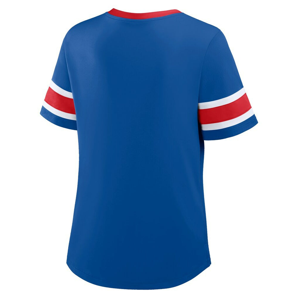 Buffalo Bills Women's Plus Size Red Zone Athena Lace-Up V-Notch Neck T-Shirt | NFL US