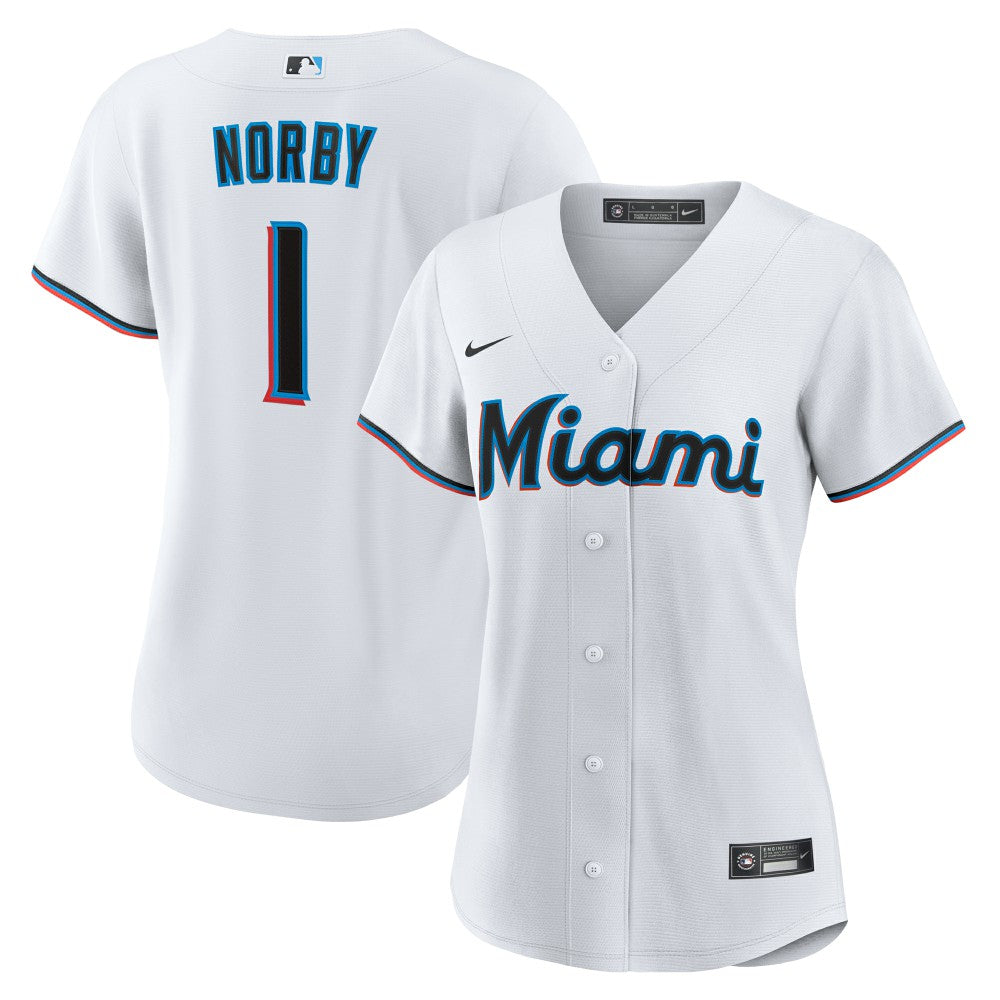 Connor Norby Miami Marlins Nike Women's Home Replica Jersey - MLB Jerseys