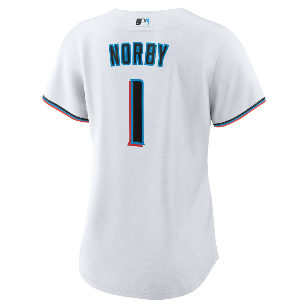 Connor Norby Miami Marlins Nike Women's Home Replica Jersey - MLB Jerseys