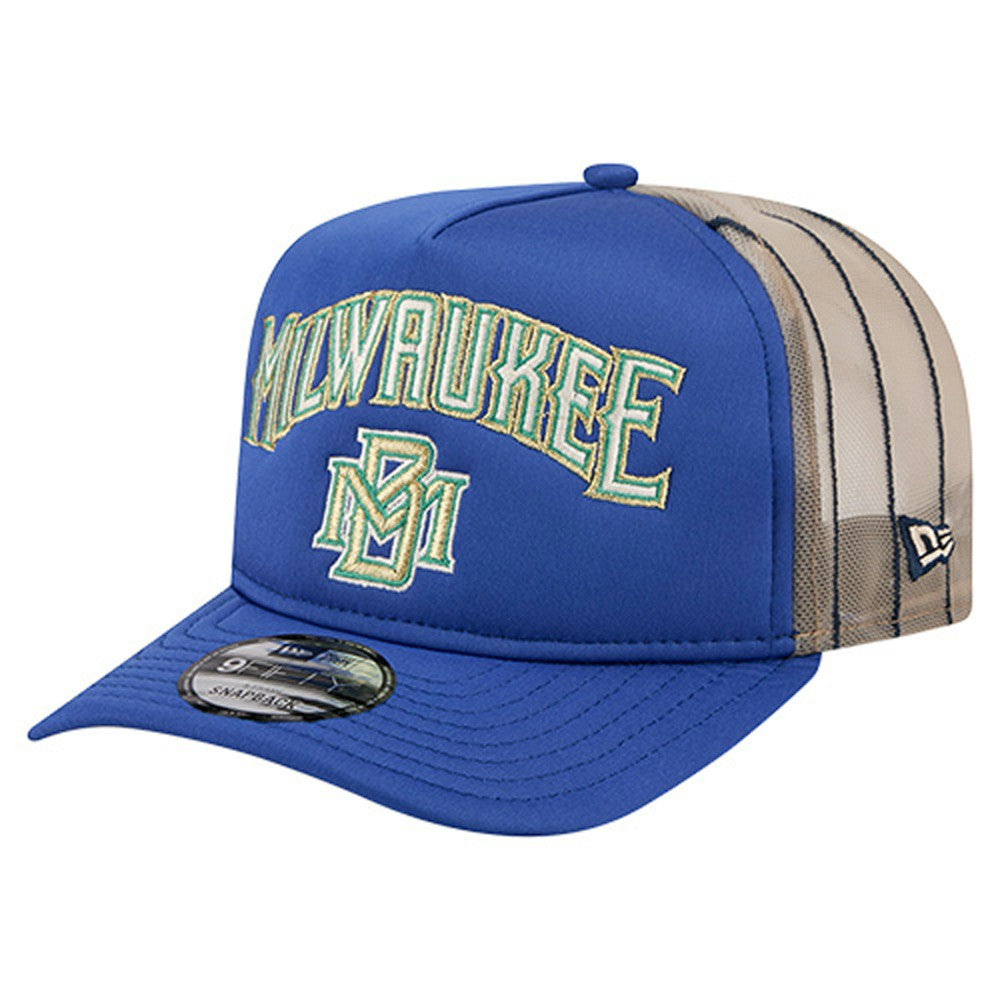 Milwaukee Brewers New Era Vintage Arched Foam Front 9FIFTY A-Frame Adjustable Trucker Hat - MLB Hats