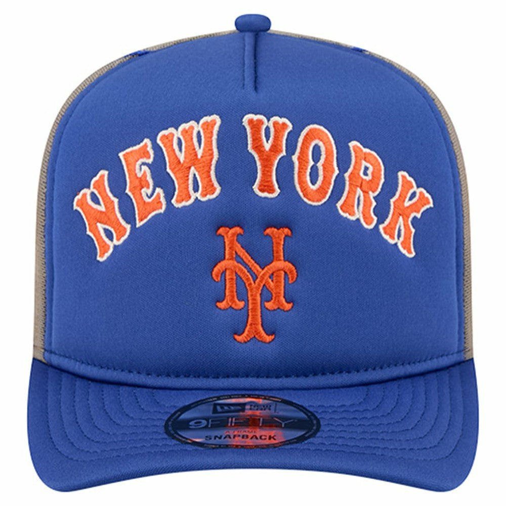 New York Mets New Era Vintage Arched Foam Front 9FIFTY A-Frame Adjustable Trucker Hat - MLB Hats
