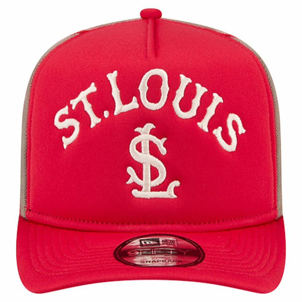 St. Louis Cardinals New Era Vintage Arched Foam Front 9FIFTY A-Frame Adjustable Trucker Hat - MLB Hats