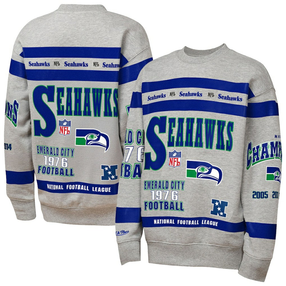 Seattle Seahawks Youth Throwback All-Over Print Fleece Sweatshirt | NFL Outlet