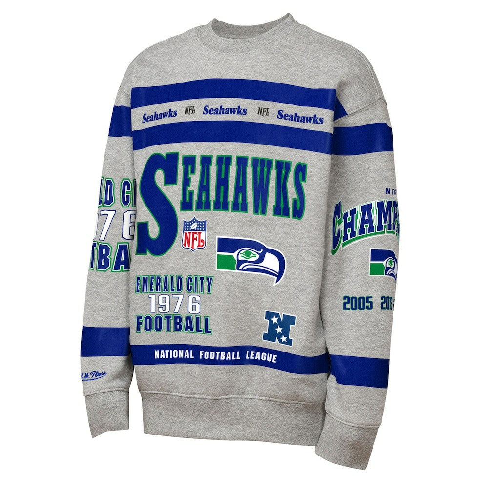 Seattle Seahawks Youth Throwback All-Over Print Fleece Sweatshirt | NFL Outlet