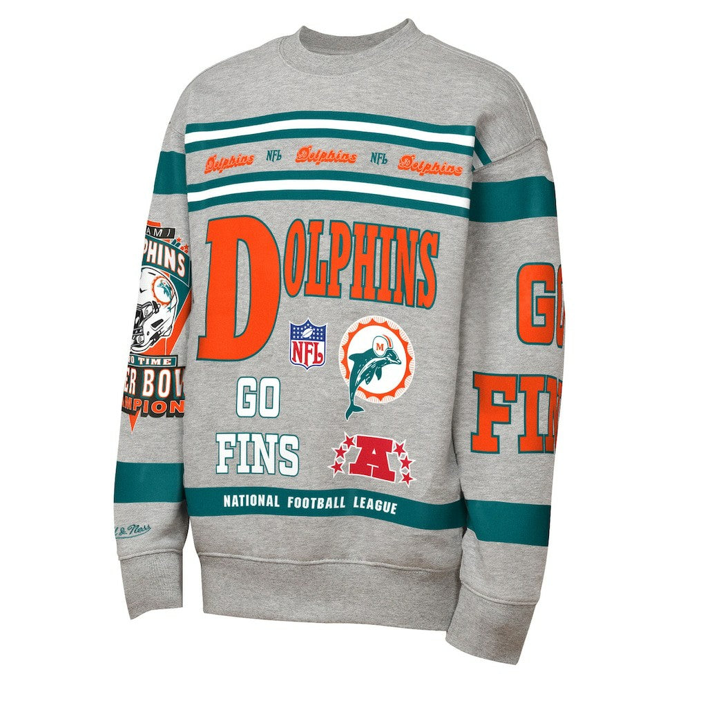 Miami Dolphins Youth Throwback All-Over Print Fleece Sweatshirt | NFL Hot