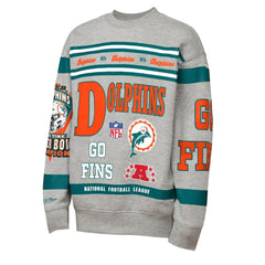 Miami Dolphins Youth Throwback All-Over Print Fleece Sweatshirt | NFL Hot