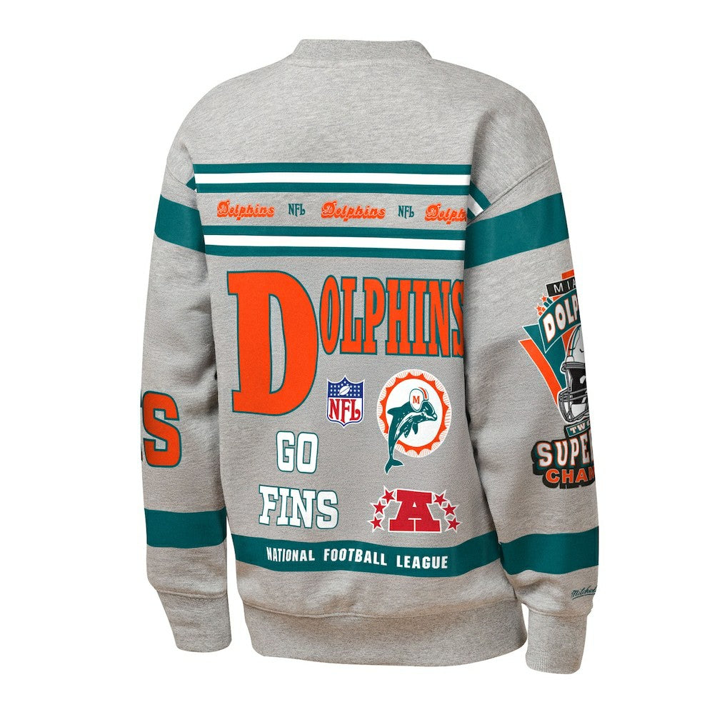 Miami Dolphins Youth Throwback All-Over Print Fleece Sweatshirt | NFL Hot