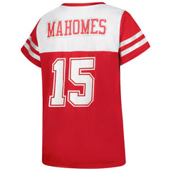 Kansas City Chiefs Patrick Mahomes  Women's Plus Size Bling V-Neck T-Shirt | NFL Discount