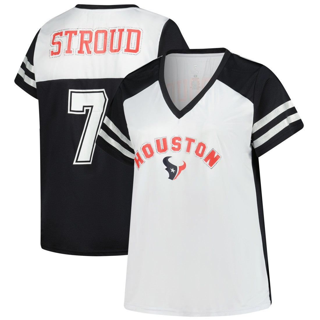 Houston Texans C.J. Stroud  Women's Plus Size Bling V-Neck T-Shirt | NFL Near me