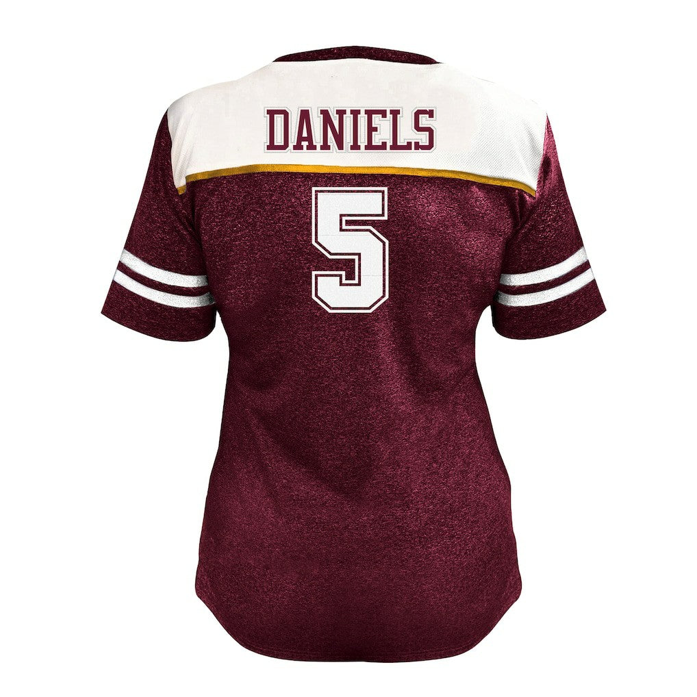 Washington Commanders Jayden Daniels  Women's Plus Size Bling V-Neck T-Shirt | NFL Near me