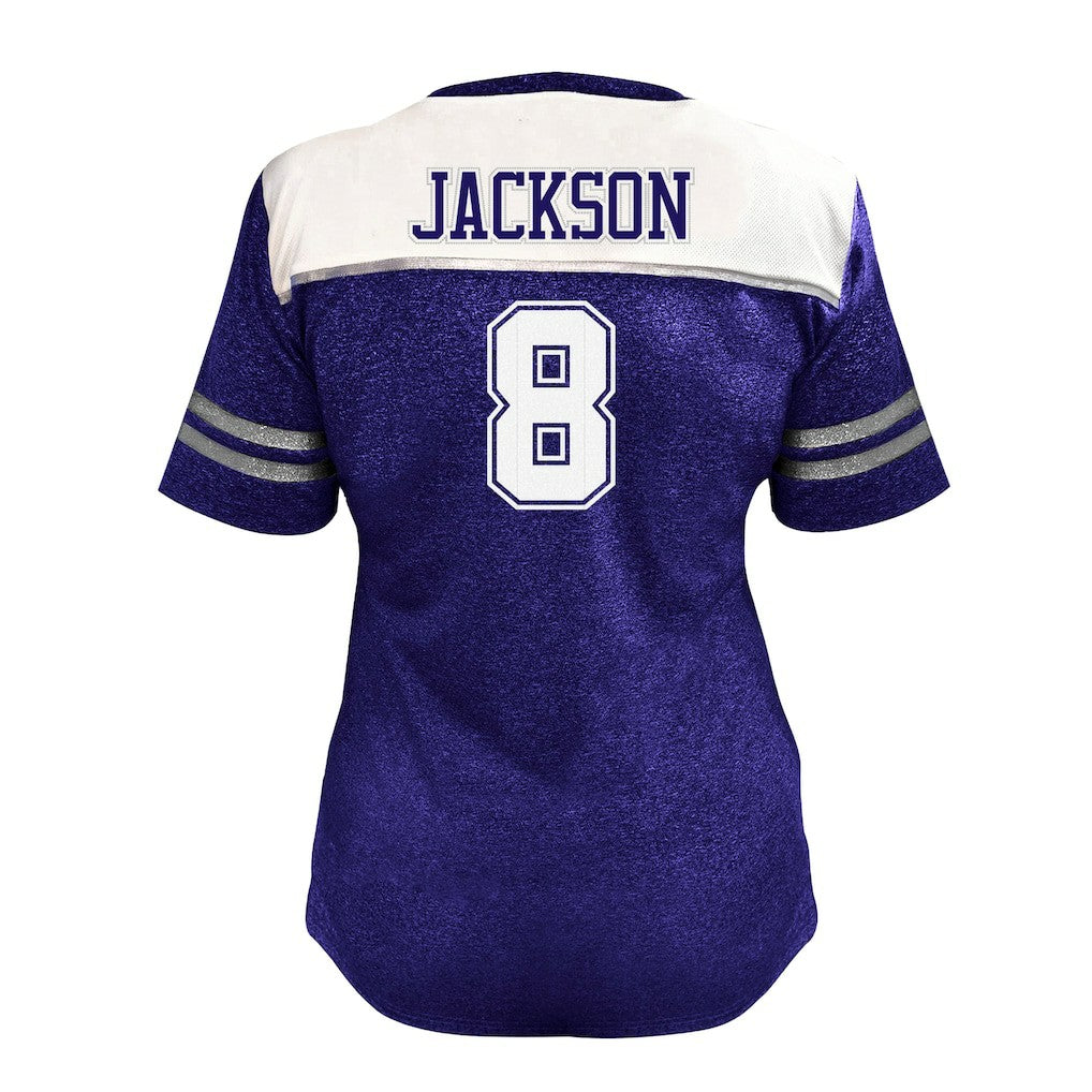 Baltimore Ravens Lamar Jackson  Women's Plus Size Bling V-Neck T-Shirt | NFL Near me