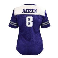 Baltimore Ravens Lamar Jackson  Women's Plus Size Bling V-Neck T-Shirt | NFL Near me
