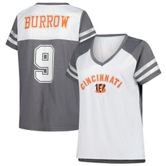 Cincinnati Bengals Joe Burrow  Women's Plus Size Bling V-Neck T-Shirt | NFL Sale