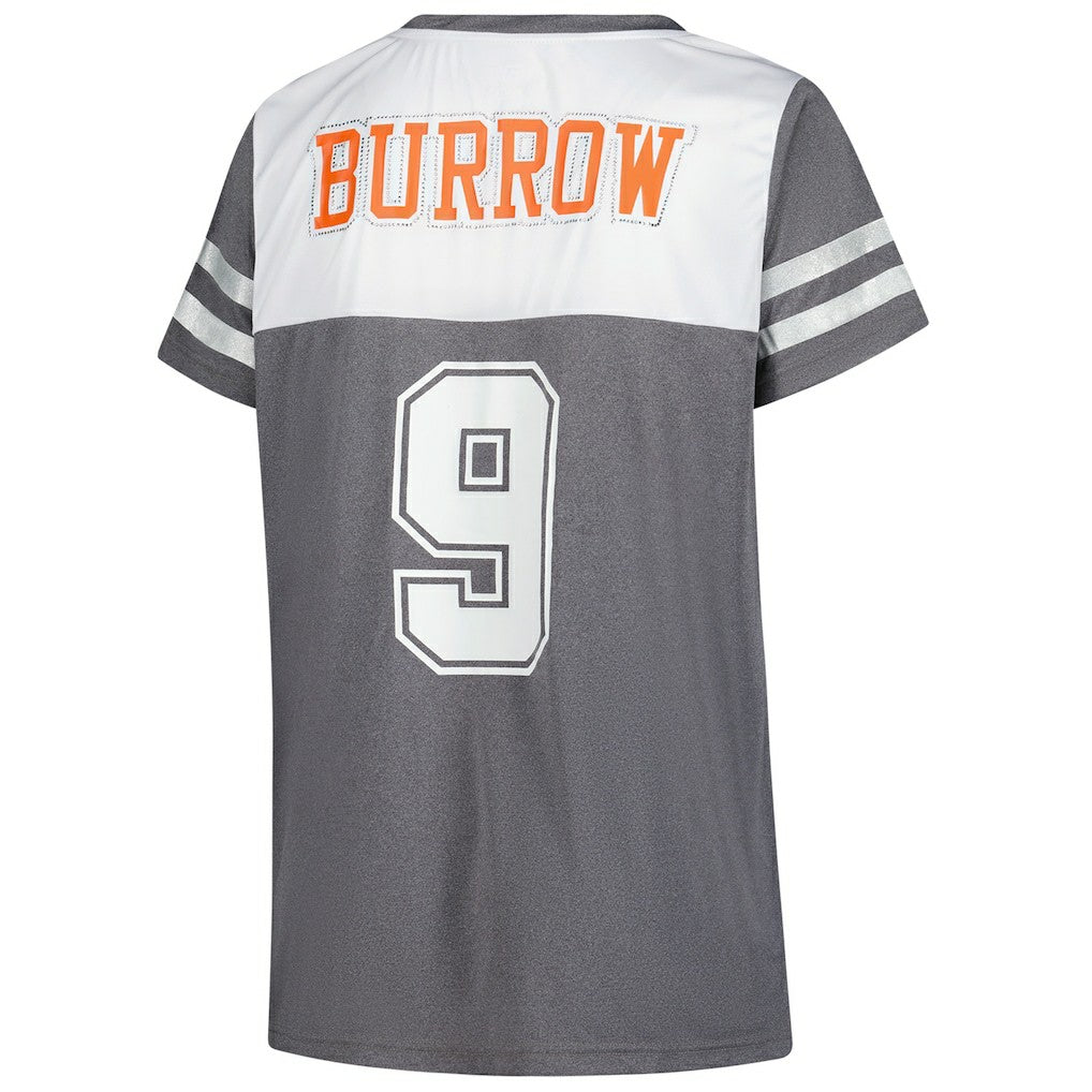 Cincinnati Bengals Joe Burrow  Women's Plus Size Bling V-Neck T-Shirt | NFL Sale