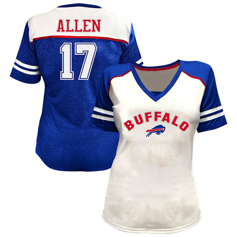 Buffalo Bills Josh Allen  Women's Plus Size Bling V-Neck T-Shirt | NFL Sale