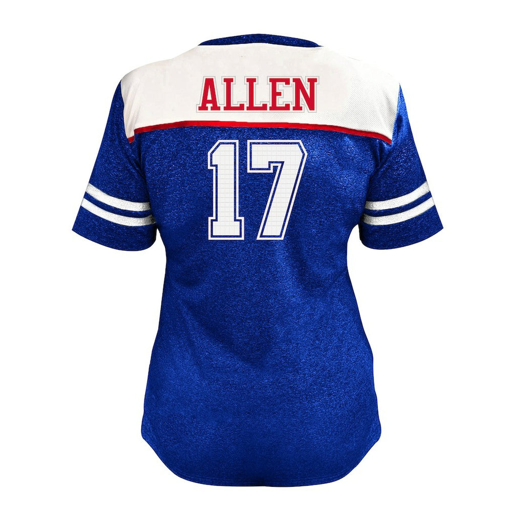 Buffalo Bills Josh Allen  Women's Plus Size Bling V-Neck T-Shirt | NFL Sale