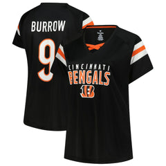 Cincinnati Bengals Joe Burrow  Women's Plus Size Name & Number Raglan Lace V-Neck T-Shirt | NFL On sale