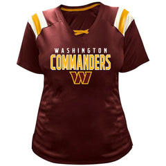 Washington Commanders Jayden Daniels  Women's Plus Size Name & Number Raglan Lace V-Neck T-Shirt | NFL US