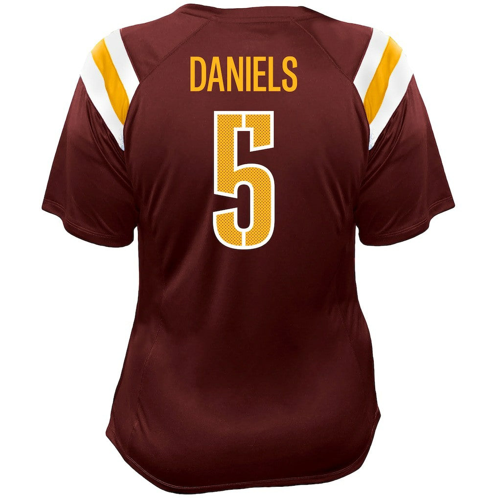 Washington Commanders Jayden Daniels  Women's Plus Size Name & Number Raglan Lace V-Neck T-Shirt | NFL US
