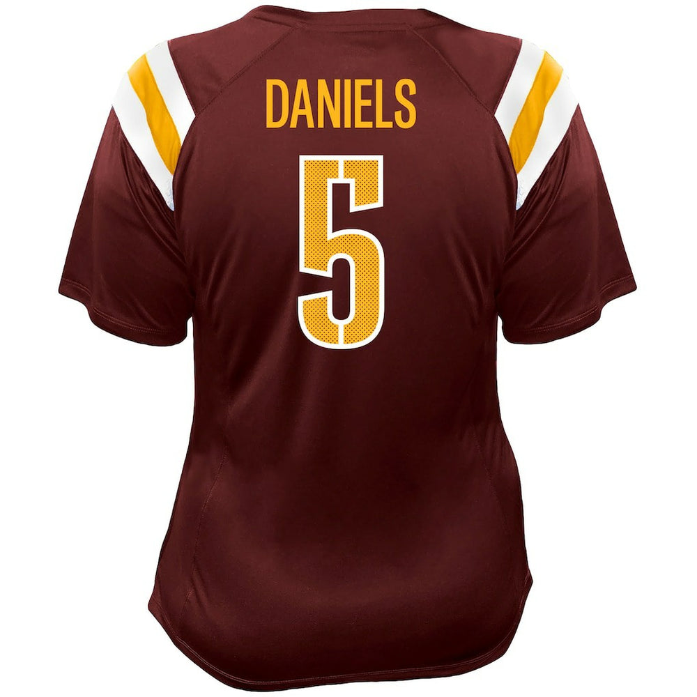 Washington Commanders Jayden Daniels  Women's Plus Size Name & Number Raglan Lace V-Neck T-Shirt | NFL US