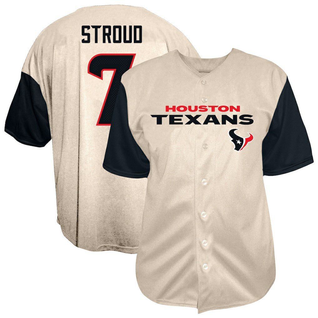 Houston Texans C.J. Stroud  Big & Tall Baseball Button-Up Shirt | NFL Outlet