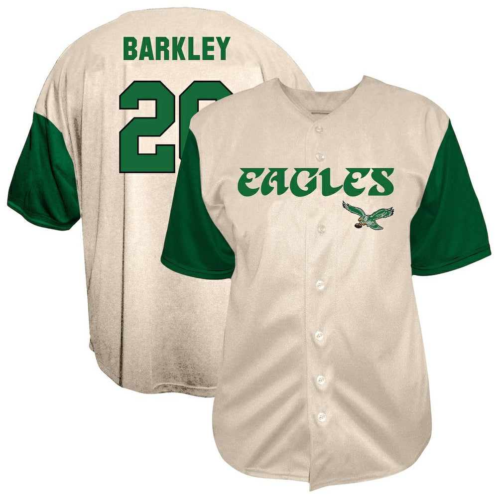 Philadelphia Eagles Saquon Barkley  Big & Tall Baseball Button-Up Shirt | NFL Hot