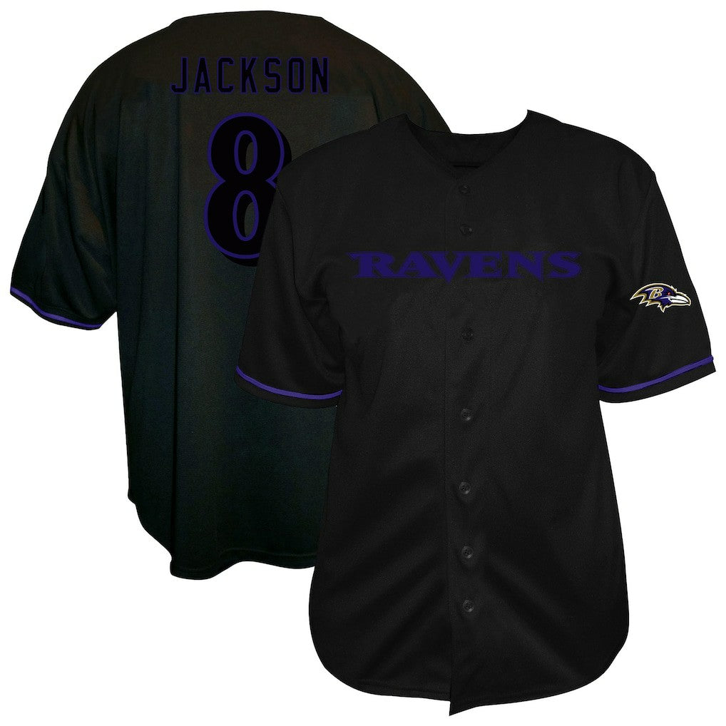 Baltimore Ravens Lamar Jackson  Big & Tall Baseball Button-Up Shirt | NFL New