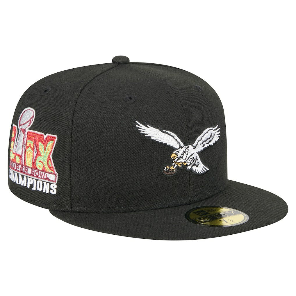 Philadelphia Eagles Super Bowl LIX Champions Historic Side Patch 59FIFTY Fitted Hat | NFL Discount