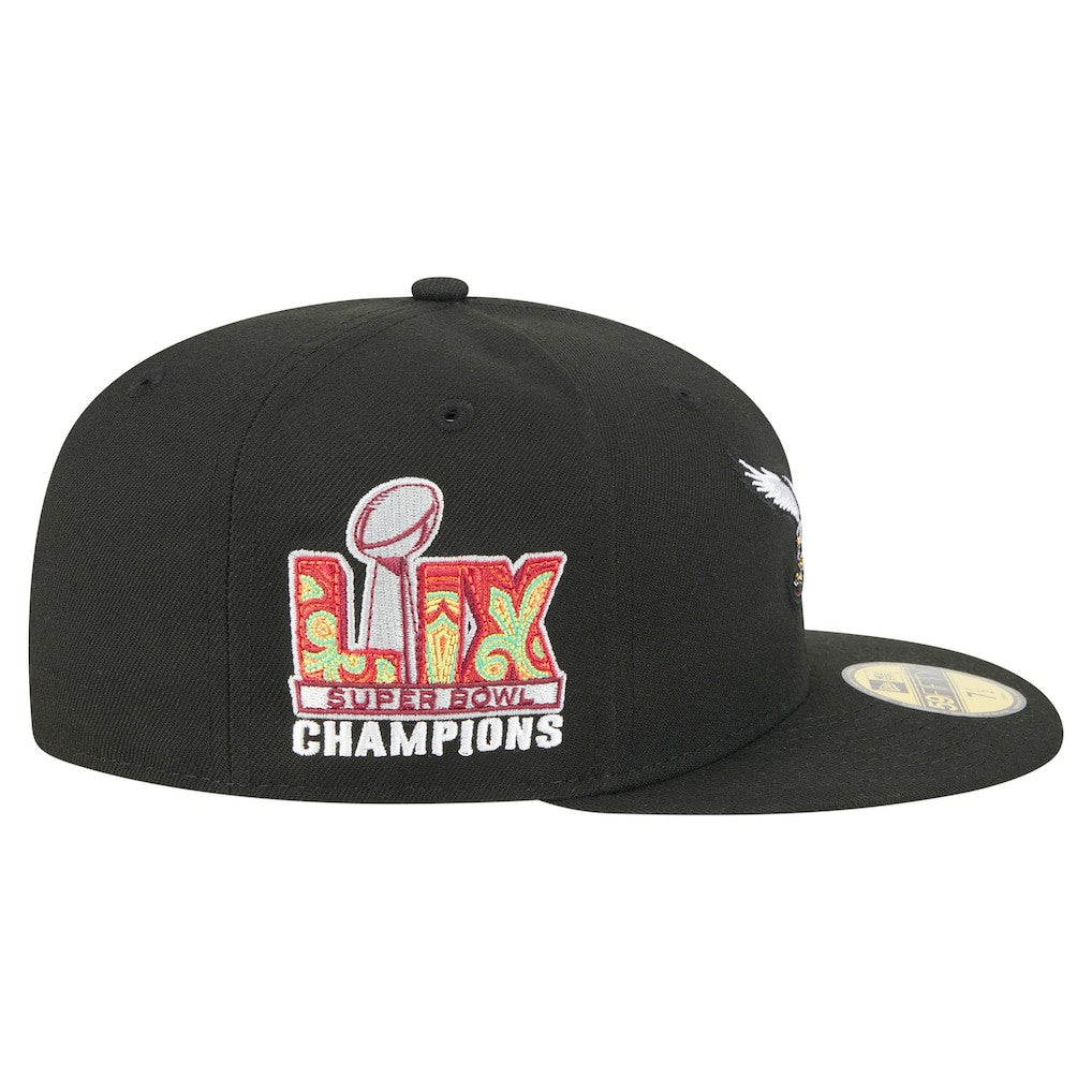 Philadelphia Eagles Super Bowl LIX Champions Historic Side Patch 59FIFTY Fitted Hat | NFL Discount