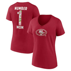 San Francisco 49ers Women's Number 1 Mom Floral V-Neck T-Shirt | NFL Near me
