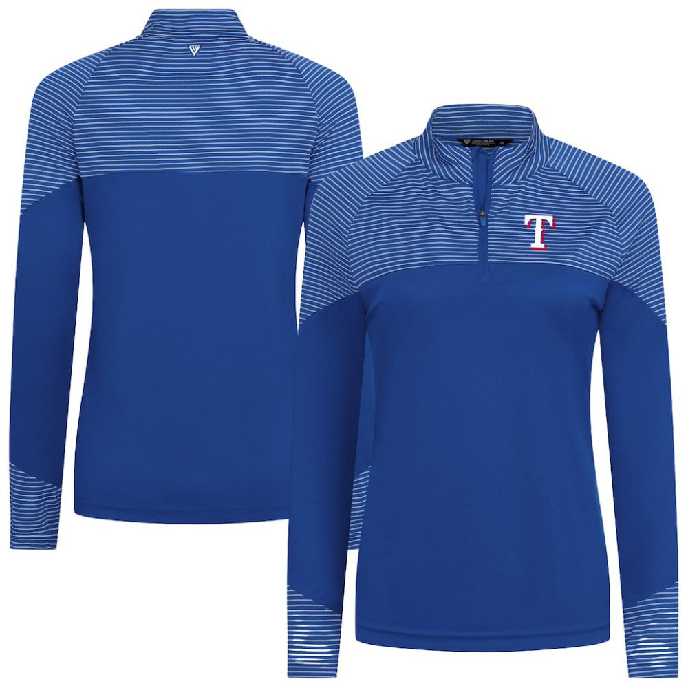 Texas Rangers Levelwear Women's Classic Stripes Insignia 2.0 Raglan Quarter-Zip Top - MLB Tops