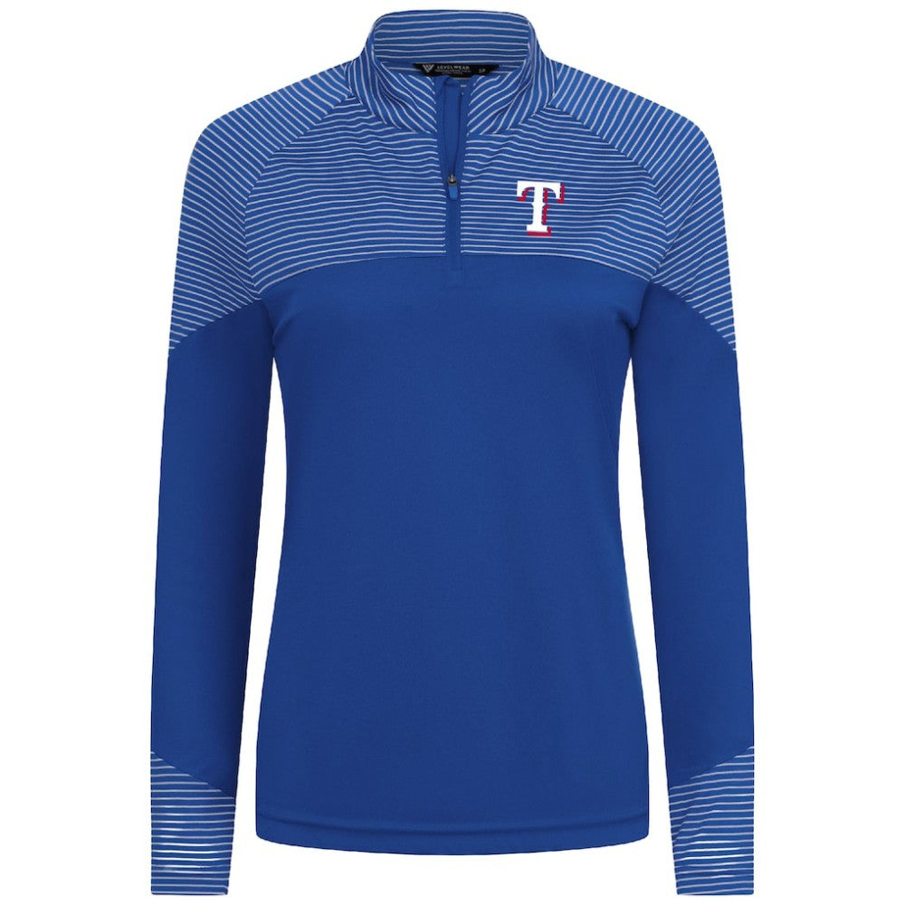 Texas Rangers Levelwear Women's Classic Stripes Insignia 2.0 Raglan Quarter-Zip Top - MLB Tops