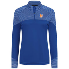New York Mets Levelwear Women's Classic Stripes Insignia 2.0 Raglan Quarter-Zip Top - MLB Tops
