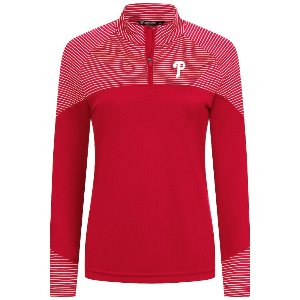 Philadelphia Phillies Levelwear Women's Classic Stripes Insignia 2.0 Raglan Quarter-Zip Top - MLB Tops