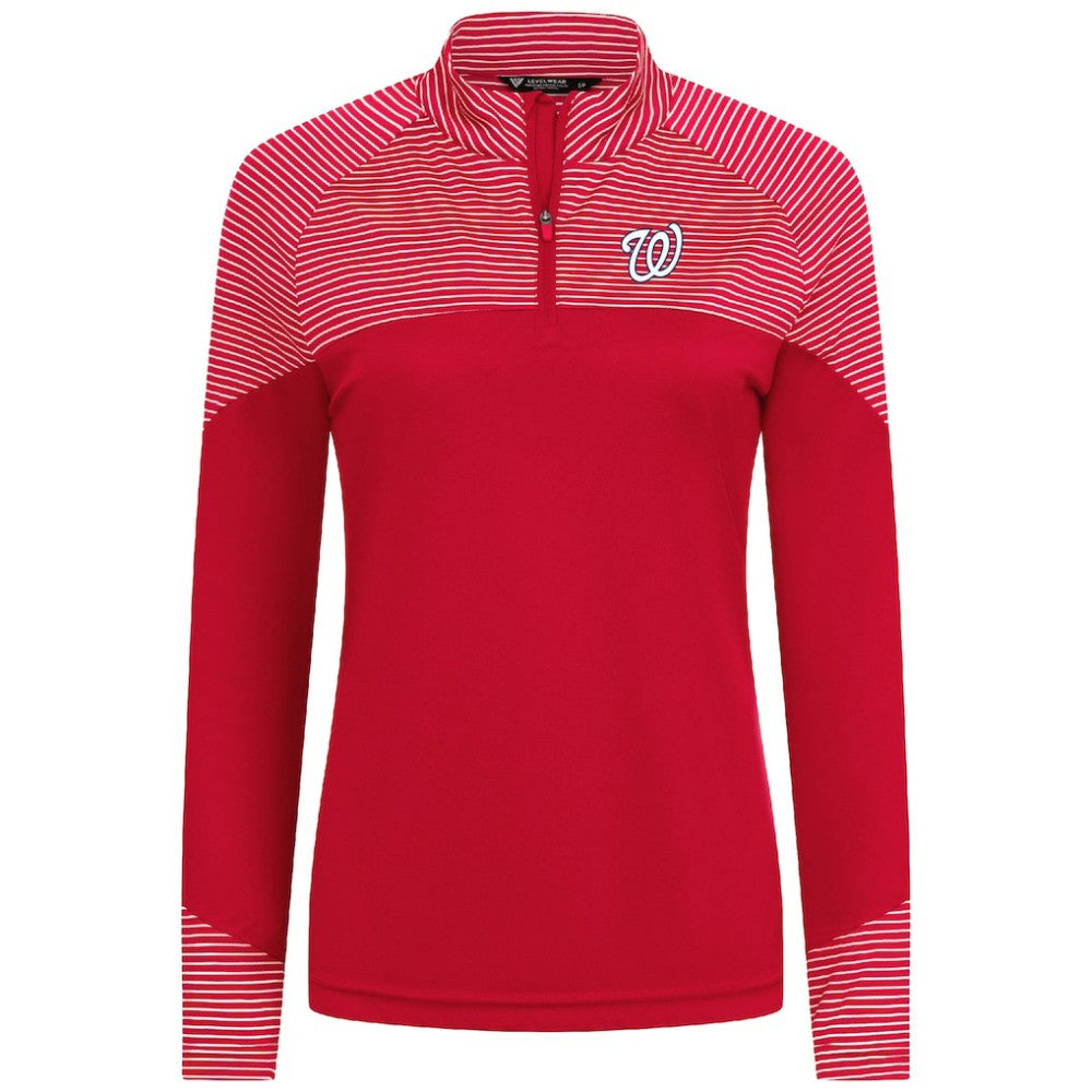 Washington Nationals Levelwear Women's Classic Stripes Insignia 2.0 Raglan Quarter-Zip Top - MLB Tops