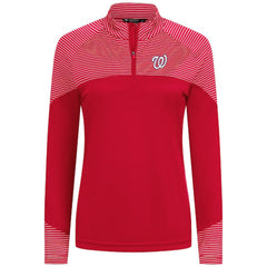 Washington Nationals Levelwear Women's Classic Stripes Insignia 2.0 Raglan Quarter-Zip Top - MLB Tops