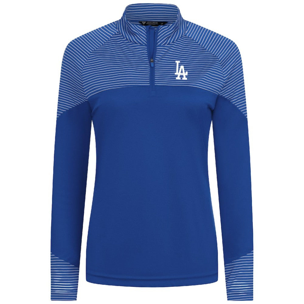 Los Angeles Dodgers Levelwear Women's Classic Stripes Insignia 2.0 Raglan Quarter-Zip Top - MLB Tops