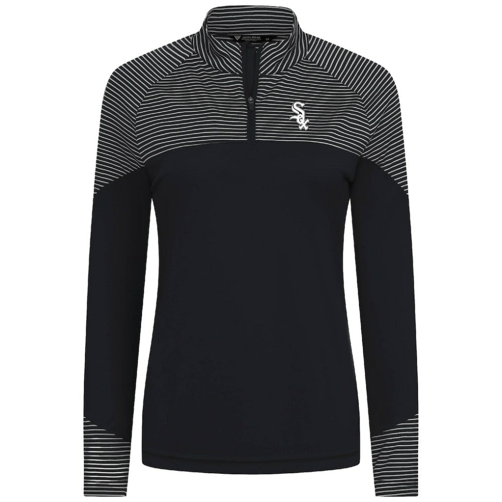 Chicago White Sox Levelwear Women's Classic Stripes Insignia 2.0 Raglan Quarter-Zip Top - MLB Tops