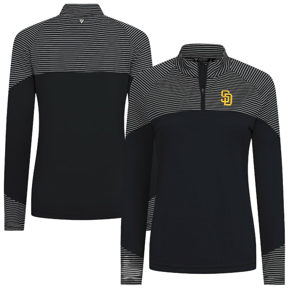San Diego Padres Levelwear Women's Classic Stripes Insignia 2.0 Raglan Quarter-Zip Top - MLB Tops