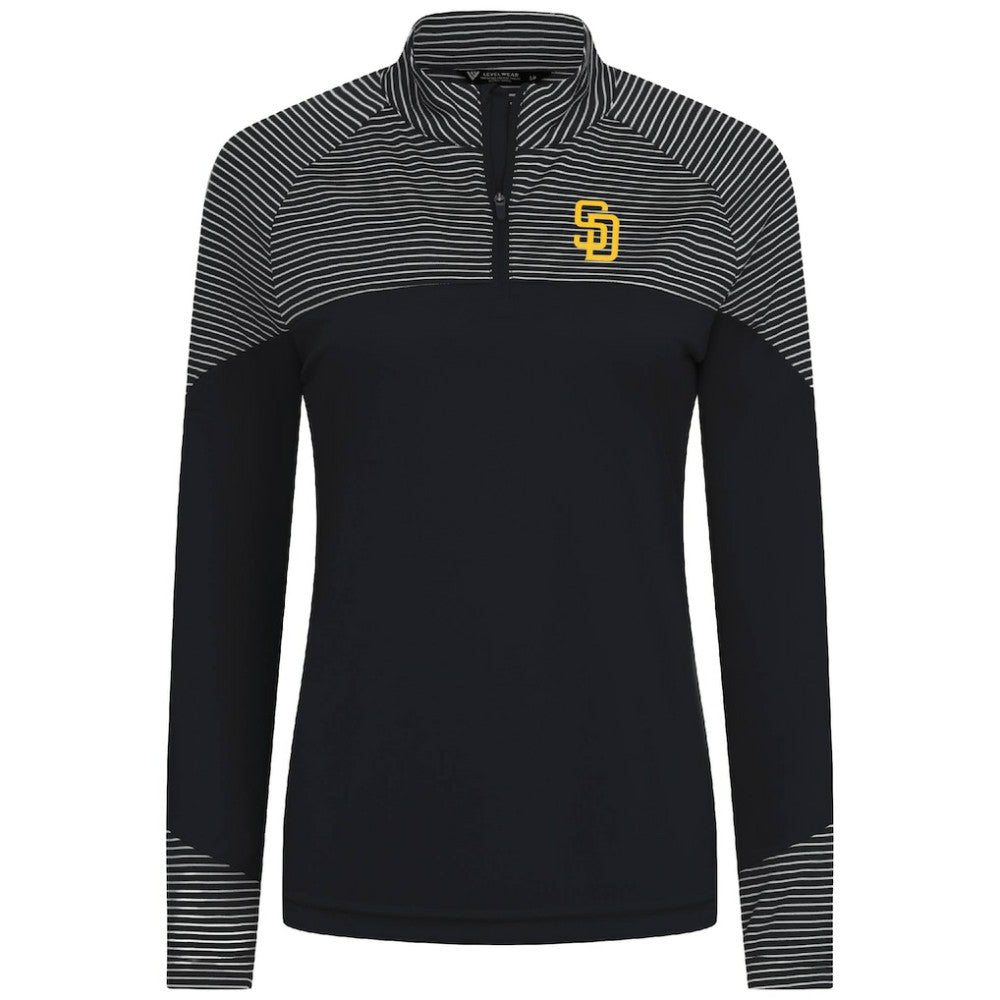 San Diego Padres Levelwear Women's Classic Stripes Insignia 2.0 Raglan Quarter-Zip Top - MLB Tops