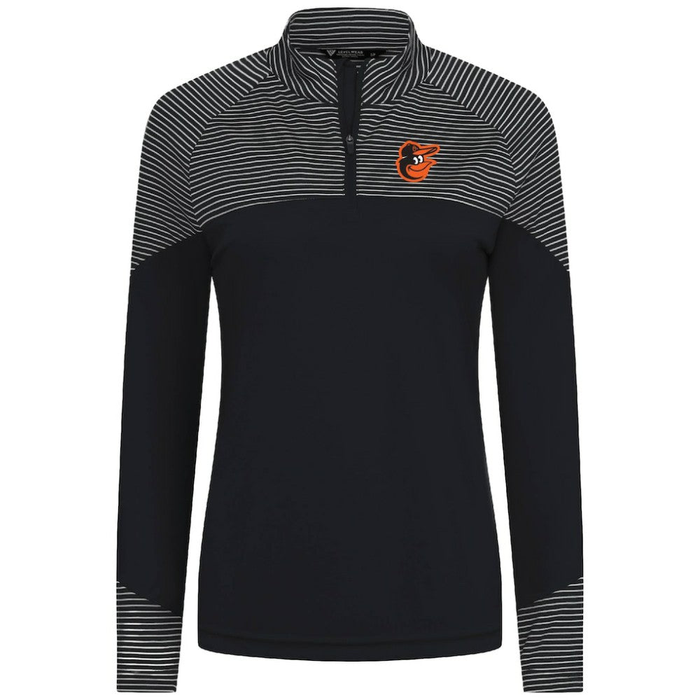 Baltimore Orioles Levelwear Women's Classic Stripes Insignia 2.0 Raglan Quarter-Zip Top - MLB Tops