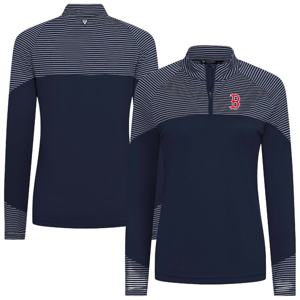 Boston Red Sox Levelwear Women's Classic Stripes Insignia 2.0 Raglan Quarter-Zip Top - MLB Tops