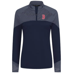 Boston Red Sox Levelwear Women's Classic Stripes Insignia 2.0 Raglan Quarter-Zip Top - MLB Tops