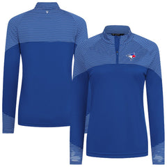 Toronto Blue Jays Levelwear Women's Classic Stripes Insignia 2.0 Raglan Quarter-Zip Top - MLB Tops