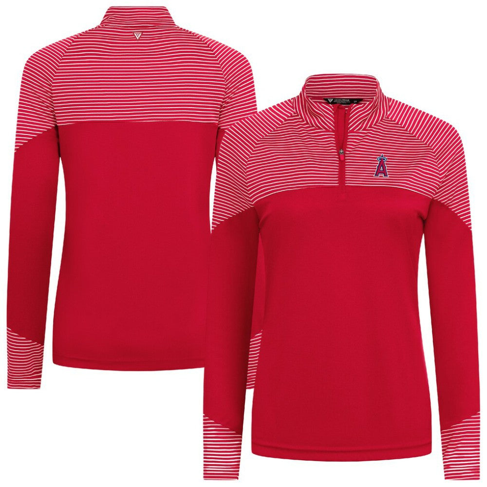 Los Angeles Angels Levelwear Women's Classic Stripes Insignia 2.0 Raglan Quarter-Zip Top - MLB Tops