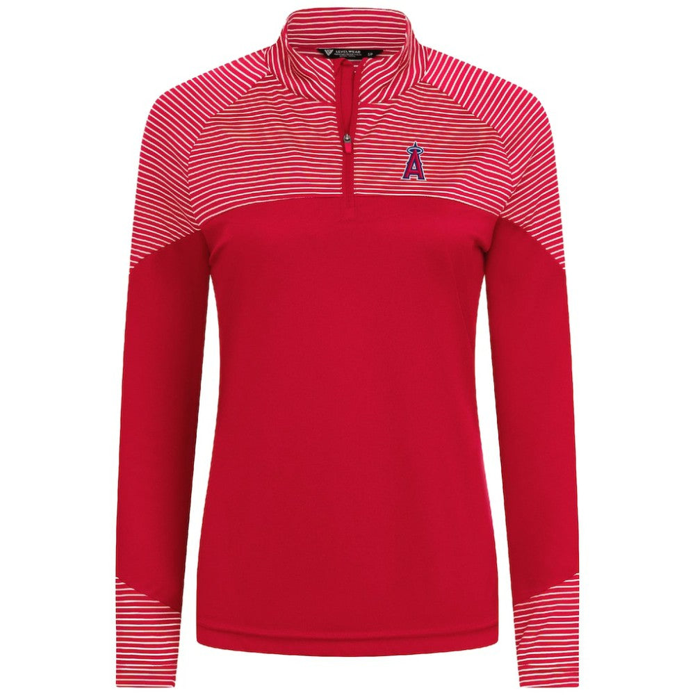 Los Angeles Angels Levelwear Women's Classic Stripes Insignia 2.0 Raglan Quarter-Zip Top - MLB Tops